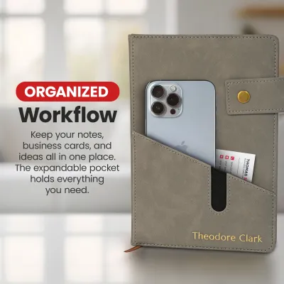 Custom Notebook with Pocket - Grey