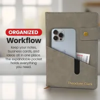 Custom Notebook with Pocket - Grey