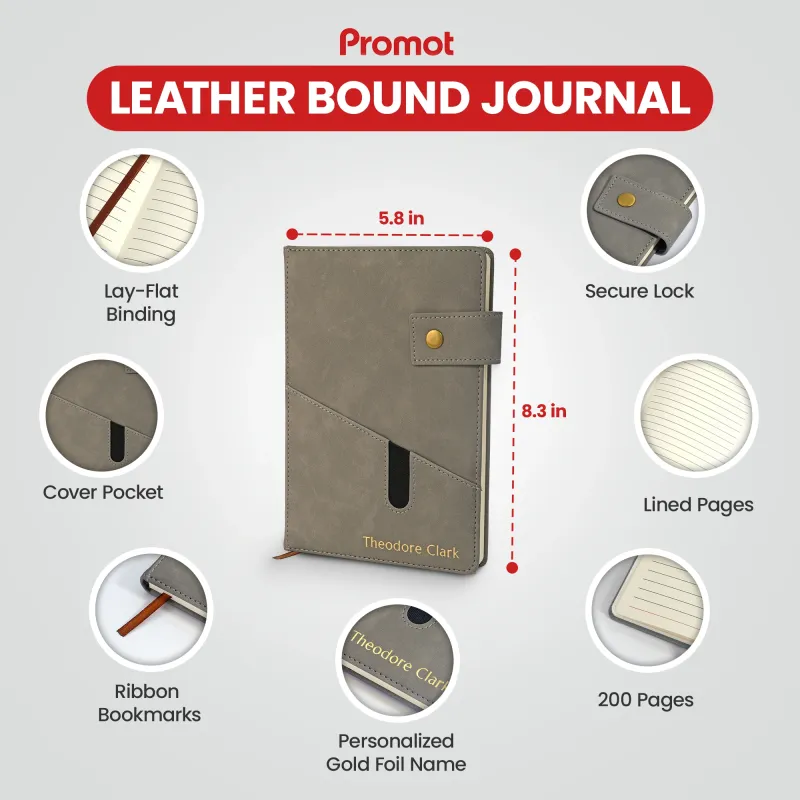 Custom Notebook with Pocket - Grey
