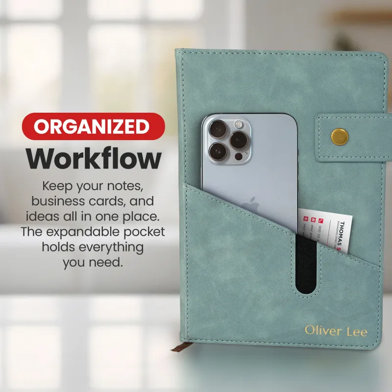 Custom Notebook with Pocket - Sky Blue
