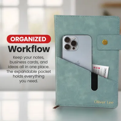 Custom Notebook with Pocket - Sky Blue
