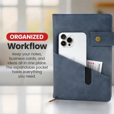 Notebook with Pocket and Pen - Storm Blue