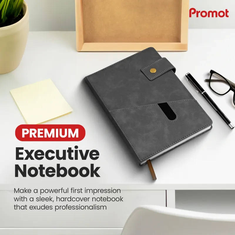 Notebook with Pocket and Pen - Black