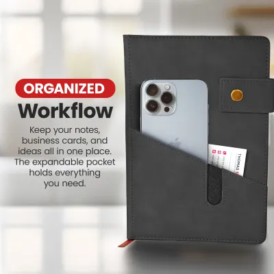 Notebook with Pocket and Pen - Black