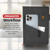 Notebook with Pocket and Pen - Black