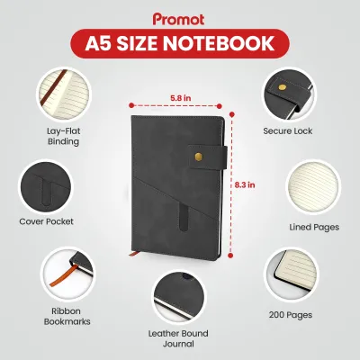 Notebook with Pocket and Pen - Black