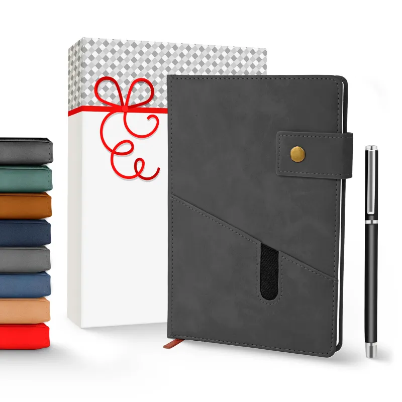 Notebook with Pocket and Pen - Black
