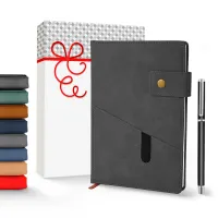 Notebook with Pocket and Pen - Black