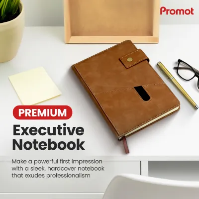 Notebook with Pocket and Pen - Brown