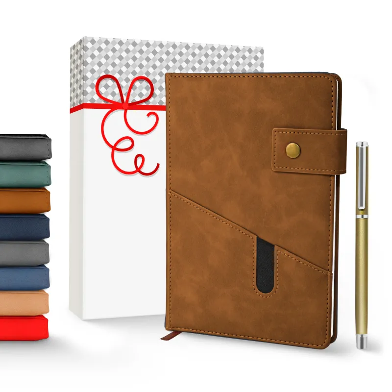 Notebook with Pocket and Pen - Brown