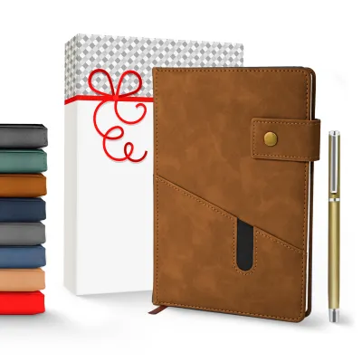 Notebook with Pocket and Pen - Brown
