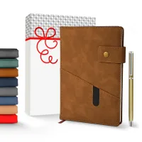 Notebook with Pocket and Pen - Brown