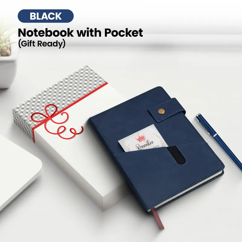 Notebook with Pocket and Pen - Blue