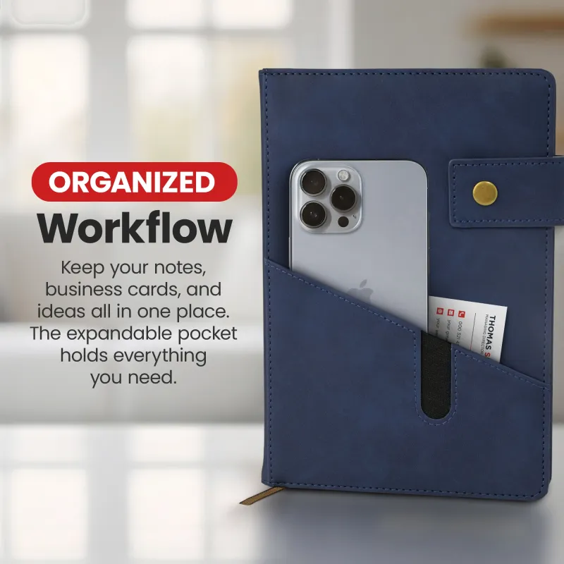 Notebook with Pocket and Pen - Blue