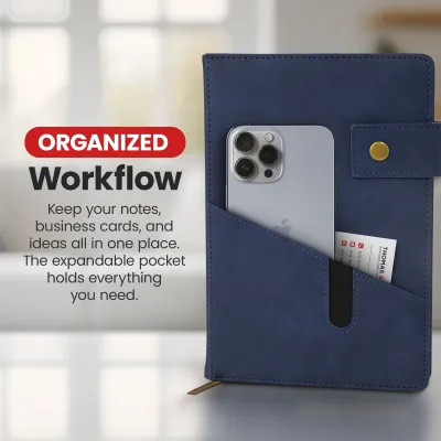 Notebook with Pocket and Pen - Blue