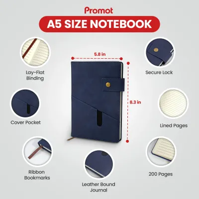 Notebook with Pocket and Pen - Blue
