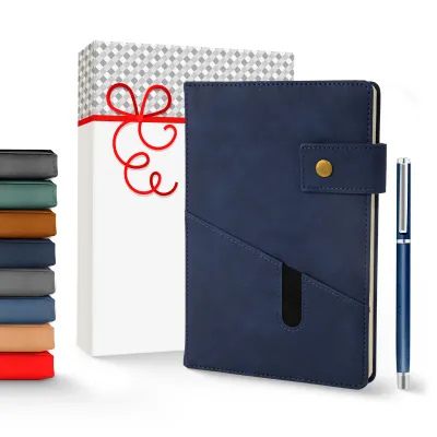 Notebook with Pocket and Pen - Blue