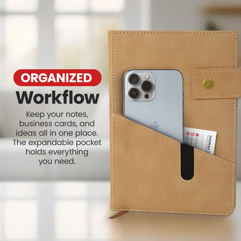 Notebook with Pocket and Pen - Tan