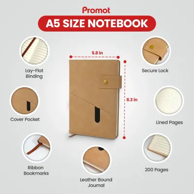 Notebook with Pocket and Pen - Tan