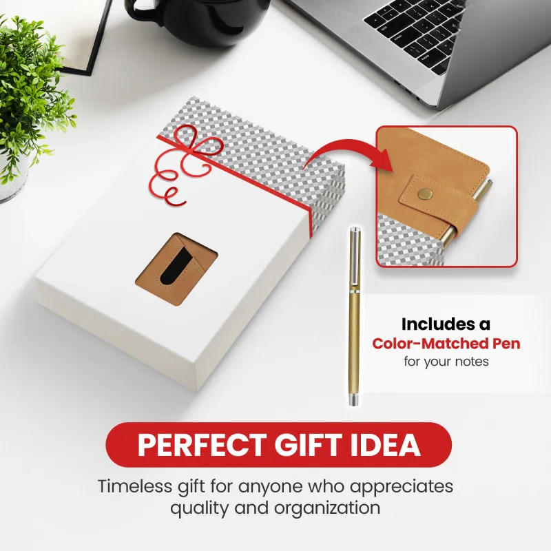 Notebook with Pocket and Pen - Tan