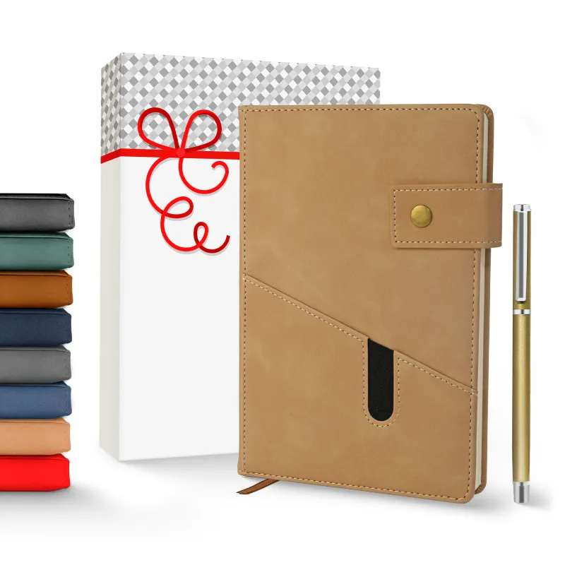 Notebook with Pocket and Pen - Tan