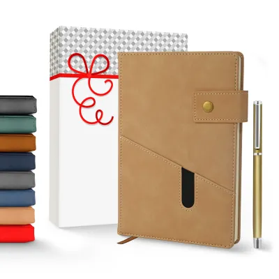 Notebook with Pocket and Pen - Tan