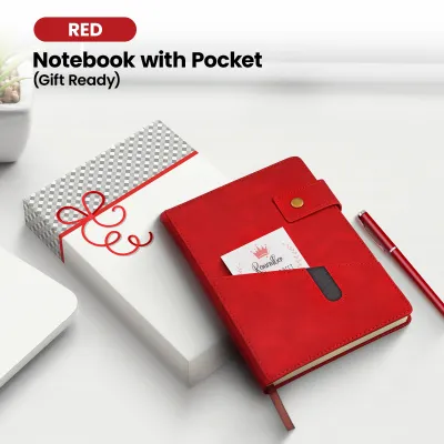 Notebook with Pocket and Pen - Red