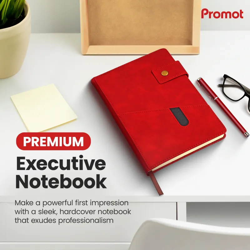 Notebook with Pocket and Pen - Red