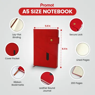 Notebook with Pocket and Pen - Red