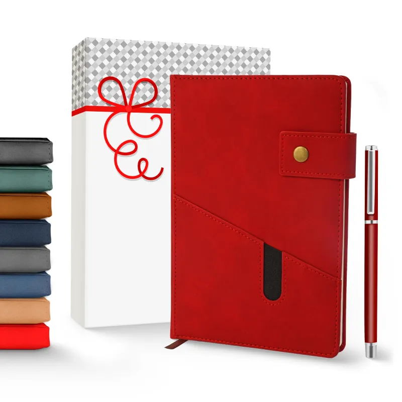 Notebook with Pocket and Pen - Red