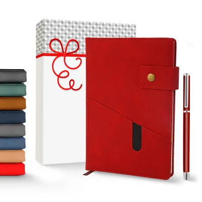 Notebook with Pocket and Pen - Red