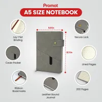 Notebook with Pocket and Pen - Grey
