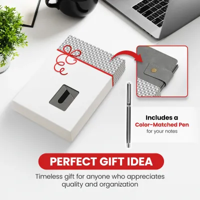 Notebook with Pocket and Pen - Grey