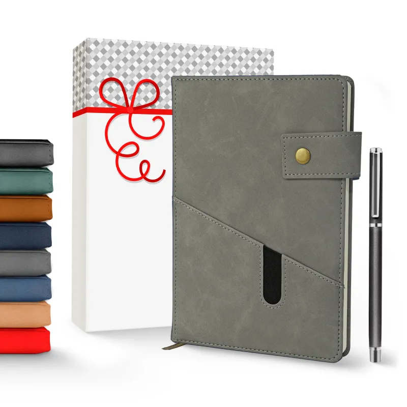 Notebook with Pocket and Pen - Grey