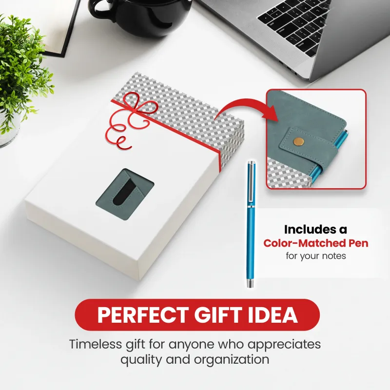 Notebook with Pocket and Pen - Sky Blue