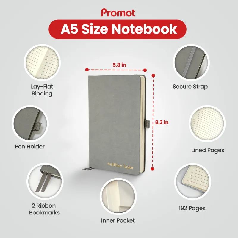 Personalized Journal Notebook - Gray