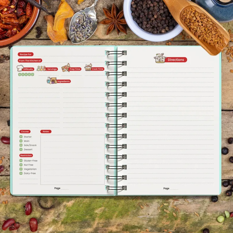 Custom Recipe Book - Sea Green