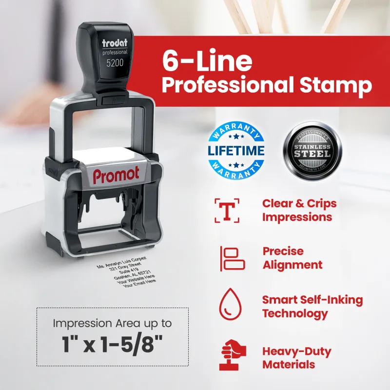 6-Line Custom Professional Stamp (Small)