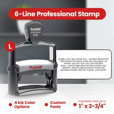 6-Line Custom Professional Stamp (Large)