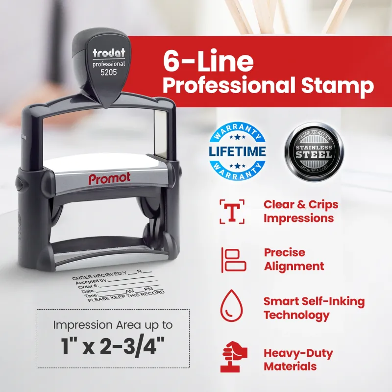 6-Line Custom Professional Stamp (Large)