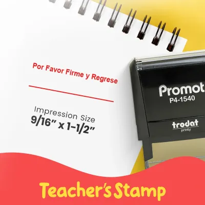 Por Favor Firme y Regrese - Teacher Stamp