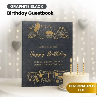 Personalized Birthday Guestbook - Graphite Black