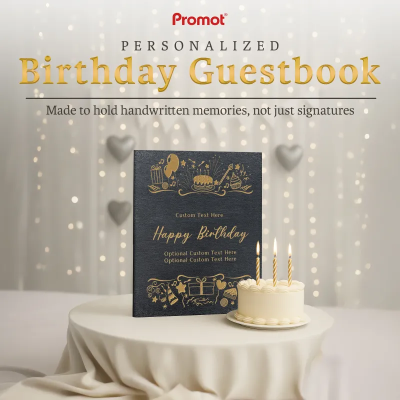 Personalized Birthday Guestbook - Graphite Black