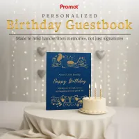 Personalized Birthday Guestbook - Sapphire Blue
