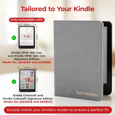 Kindle Leather Case- Gray