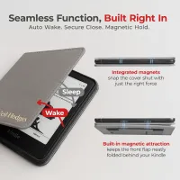 Kindle Leather Case- Gray