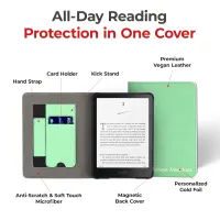 Kindle Leather Case- Mint Green
