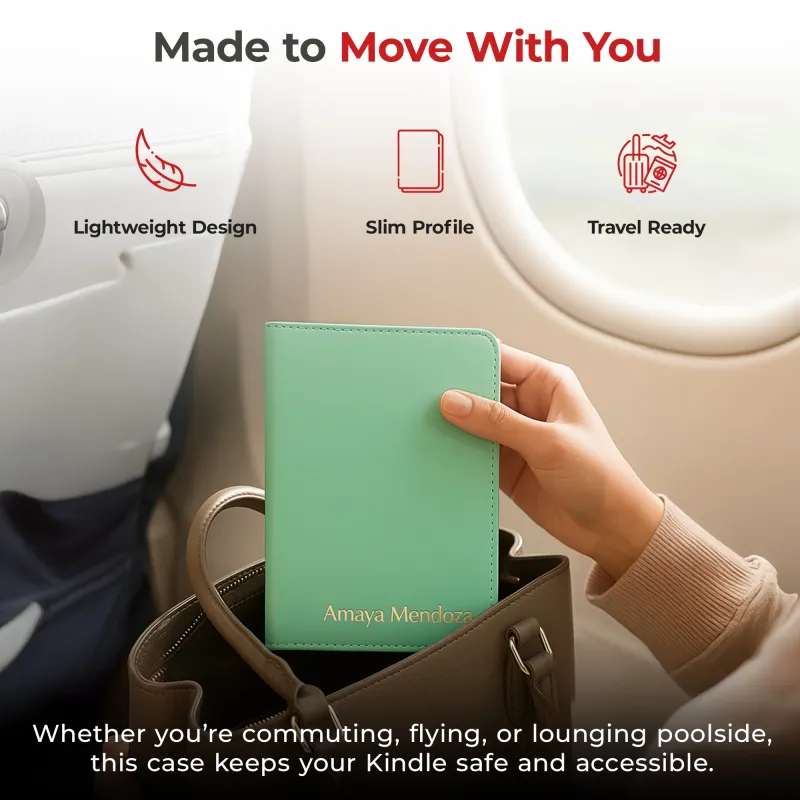 Kindle Leather Case- Mint Green