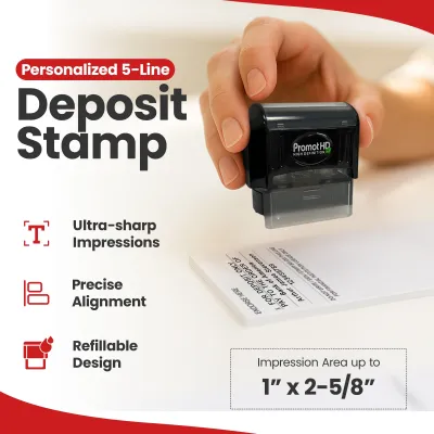 Pre-inked Bank Deposit Ink Stamp- Large