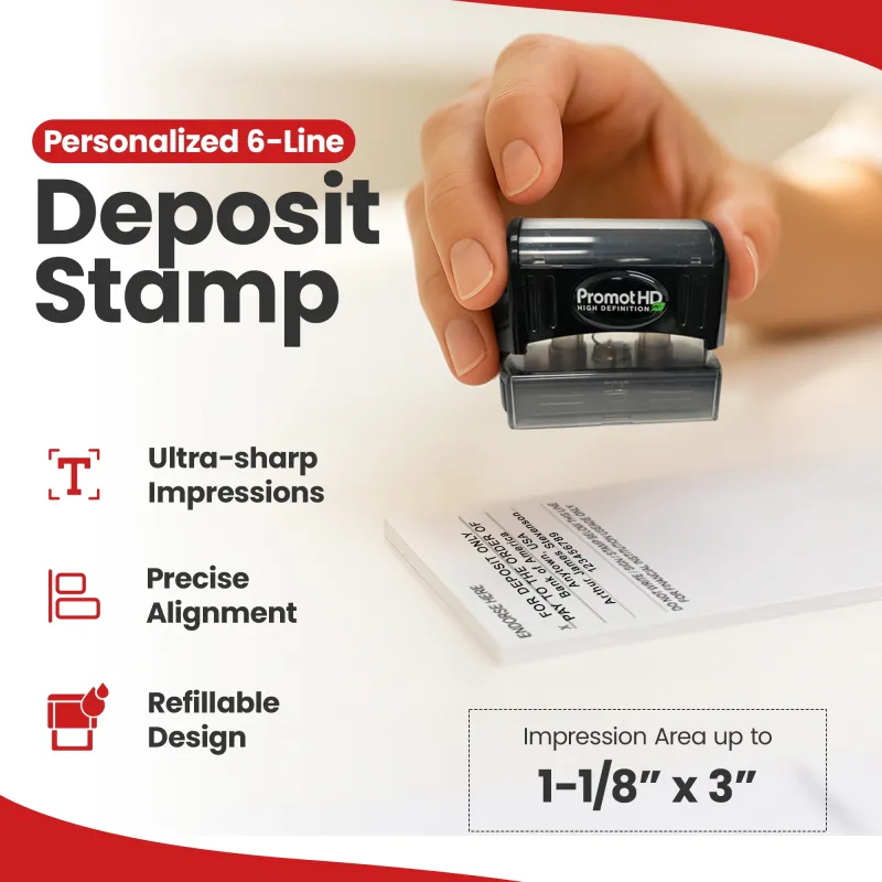 Pre-inked Bank Deposit Ink Stamp- Extra Large